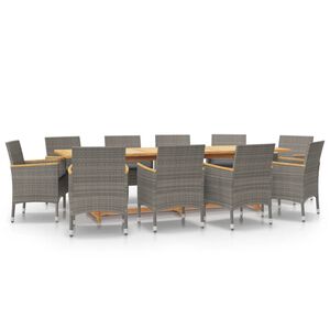 vidaXL Ensemble &agrave; manger de jardin 11 pcs avec coussins Gris