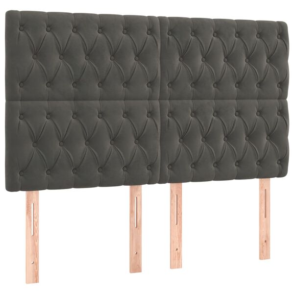 vidaXL T&ecirc;te de lit &agrave; LED Gris fonc&eacute; 160x7x118/128 cm Velours
