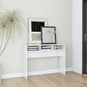 vidaXL Table console blanc brillant 105x30x80 cm bois d'ing&eacute;nierie