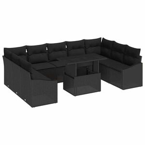 vidaXL Ensemble de canap&eacute; de jardin 10 pc Noir