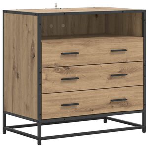 vidaXL Armoire &agrave; tiroirs 3-Tiroir Ch&ecirc;ne artisanal 70 x 41 x 70 cm