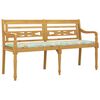 vidaXL Banc Batavia coussin &agrave; motif de feuilles 150cm Bois teck massif