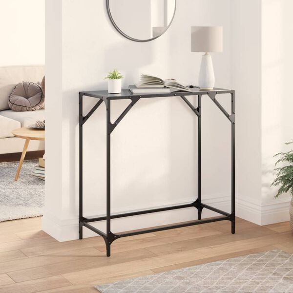 vidaXL Table console avec dessus en verre noir 80x35x81 cm acier