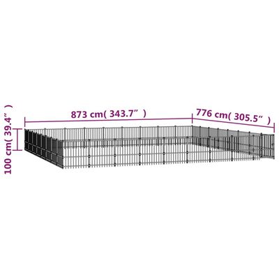 vidaXL Chenil d'extérieur pour chiens Acier 67,74 m²