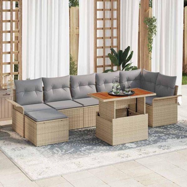 vidaXL Ensemble de canap&eacute; de jardin 8 pcs beige et gris clair