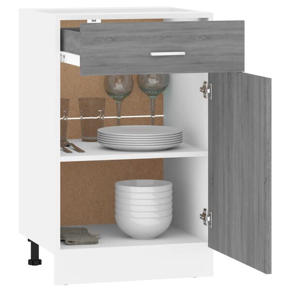 vidaXL Armoire &agrave; tiroirs inf&eacute;rieure "Lyon" Gris Sonoma 50 x 46 x 81,5 cm Bois d'ing&eacute;nierie
