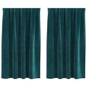 vidaXL Rideaux occultants 2 pc Vert fonc&eacute; 140 x 140 cm Velours
