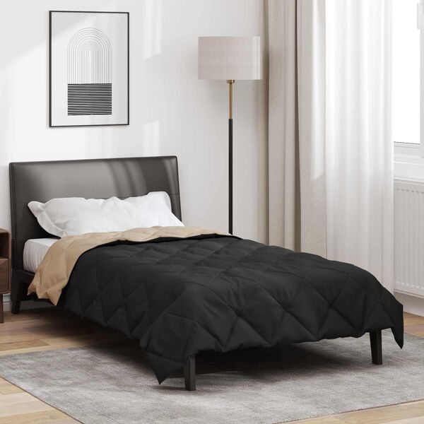 vidaXL Duvet d'&eacute;t&eacute; simple Noir et Taupe 200 x 135 cm Microfibre