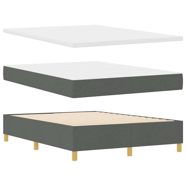 vidaXL Lit &agrave; ressorts avec matelas Gris fonc&eacute; 140 x 200 cm tissu