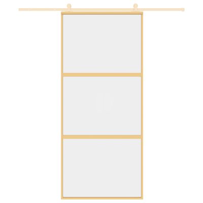 vidaXL Porte coulissante doré 90x205 cm verre ESG clair et aluminium