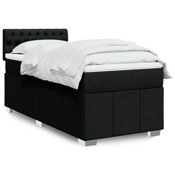 vidaXL Sommier &agrave; lattes de lit et matelas Noir 80x200 cm Tissu