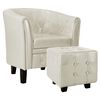 vidaXL Chaise cabriolet avec repose-pied blanc similicuir