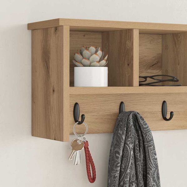 vidaXL Porte-manteau mural ch&ecirc;ne artisanal 75 x 16 x 26 cm