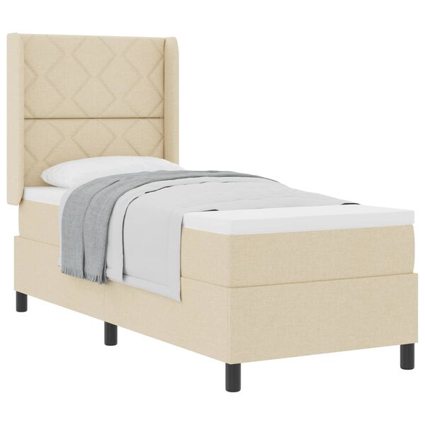 vidaXL Lit &agrave; ressorts avec matelas Cr&egrave;me 80 x 200 cm tissu