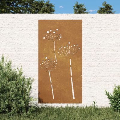 vidaXL Décoration murale jardin 105x55 cm acier corten design de fleur