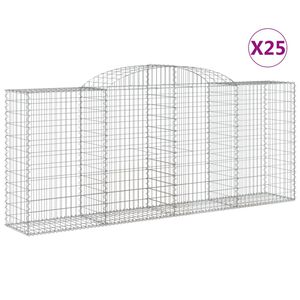 vidaXL Paniers &agrave; gabions arqu&eacute;s 25 pcs 300x50x120/140 cm fer galvanis&eacute;