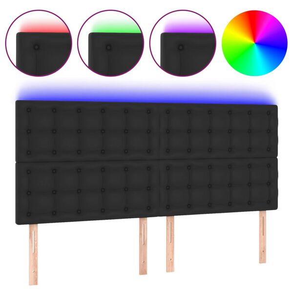 vidaXL T&ecirc;te de lit &agrave; LED Noir 200x5x118/128 cm Similicuir