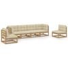 vidaXL Salon de jardin 6 pcs avec coussins Bois de pin massif