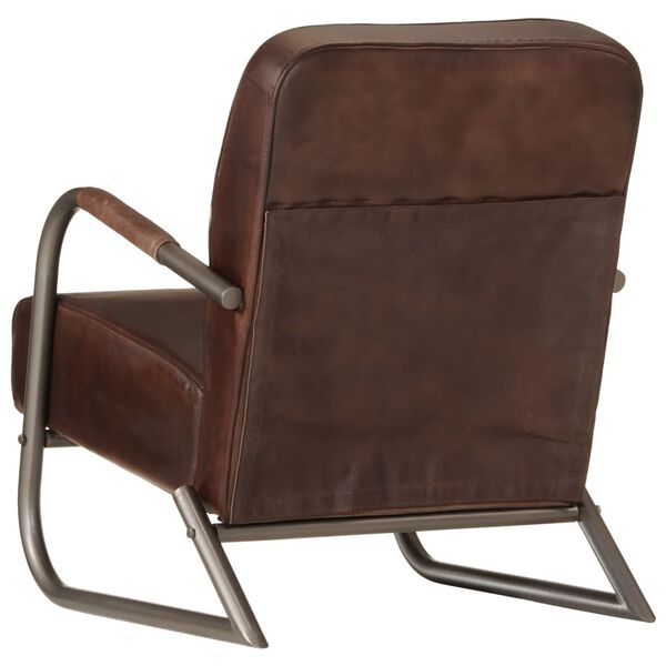 vidaXL Fauteuil marron cuir v&eacute;ritable