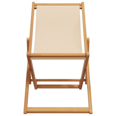 vidaXL Chaise pliable de plage beige bois massif d'eucalyptus et tissu