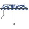 vidaXL Auvent manuel r&eacute;tractable sur pied 350x250 cm Bleu/blanc