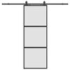 vidaXL Porte coulissante kit quincaillerie noir 76x205 cm verre tremp&eacute;