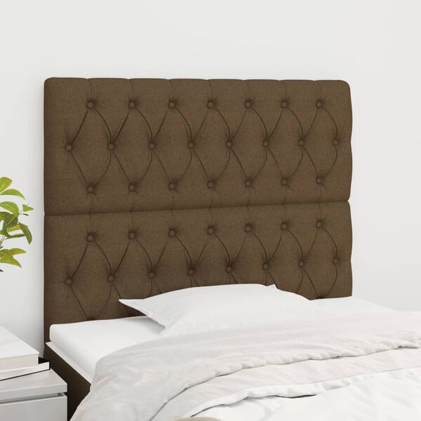 vidaXL T&ecirc;te de lit marron fonc&eacute; 90x7x118/128 cm Tissu