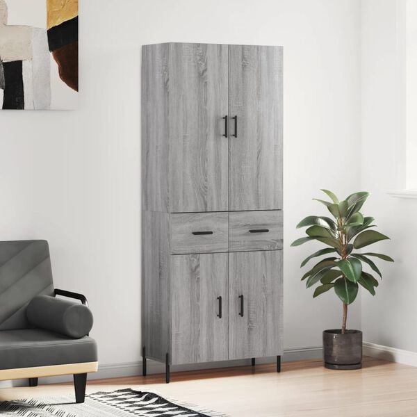 vidaXL Buffet haut Sonoma gris 69,5x34x180 cm Bois d'ing&eacute;nierie