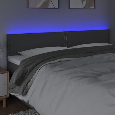 vidaXL Tête de lit à LED Gris foncé 200x5x78/88 cm Tissu