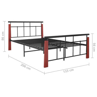 vidaXL Cadre de lit sans matelas métal bois de chêne massif 120x200 cm