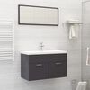 vidaXL Ensemble de meubles de salle de bain Gris brillant Agglom&eacute;r&eacute;