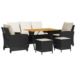 vidaXL Ensemble de canap&eacute; de jardin 6 pcs avec coussins noir r&eacute;sine tress&eacute;e