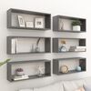 vidaXL &Eacute;tag&egrave;res murales cube 6 pcs Gris brillant Bois d&rsquo;ing&eacute;nierie