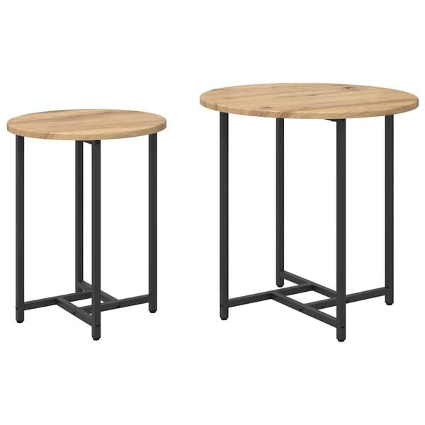 vidaXL Ensemble de tables d'appoint 2 pcs Ch&ecirc;ne artisanal et noir