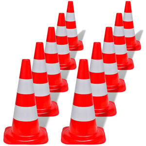vidaXL C&ocirc;ne de signalisation r&eacute;fl&eacute;chissant 10 pcs 50 cm Rouge et blanc
