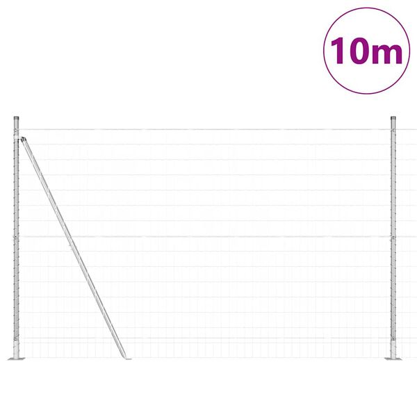 vidaXL Cl&ocirc;ture avec poteau Argent&eacute; 1,6 x 10 m Acier