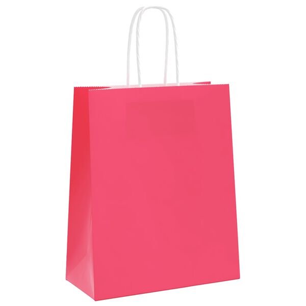 vidaXL Sacs en papier 50 pcs avec poign&eacute;es rose 18x8x22 cm