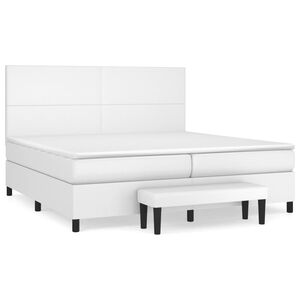 vidaXL Sommier &agrave; lattes de lit avec matelas Blanc 200x200cm Similicuir