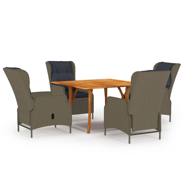 vidaXL Ensemble &agrave; manger de jardin 5 pcs Marron