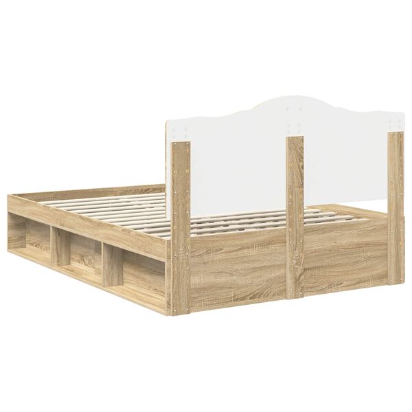 vidaXL Cadre de lit avec t&ecirc;te de lit Sonoma 140 x 190 cm Pin massif