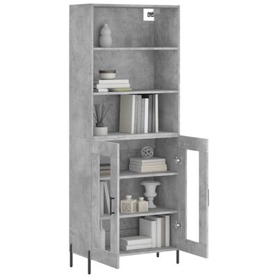 vidaXL Buffet haut Gris béton 69,5x34x180 cm Bois d'ingénierie