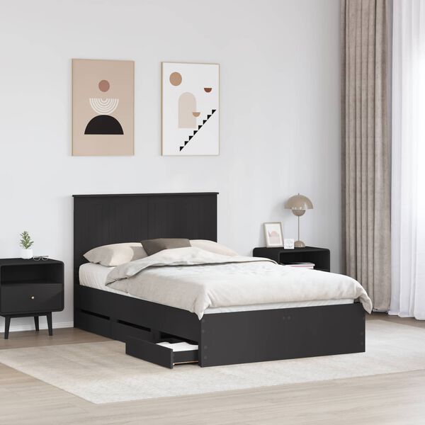 vidaXL Cadre de lit avec tiroir Noir 120 x 200 cm Bois Ing&eacute;nierie