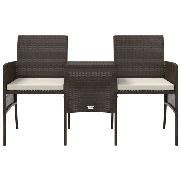 vidaXL Canap&eacute; de jardin 2 places avec table et tabourets marron rotin