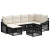 vidaXL Ensemble de canap&eacute; de jardin 7 pc Noir polyrotin