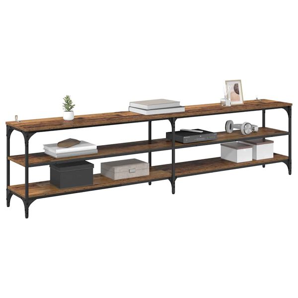 vidaXL Meuble TV Bois Ancien 200 x 30 x 50 cm Bois d'ing&eacute;nierie et fer