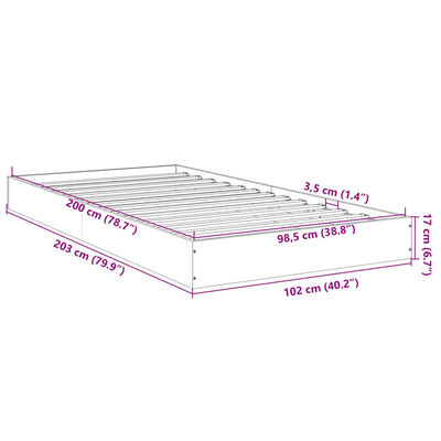 vidaXL Cadre de lit sans matelas chêne fumé 100x200 cm bois ingénierie