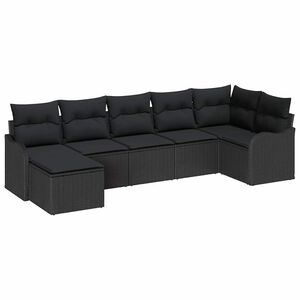 vidaXL Ensemble de canap&eacute; de jardin 7 pcs Noir polyrotin