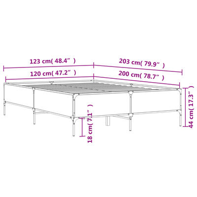 vidaXL Cadre de lit sans matelas sonoma gris 120x200 cm