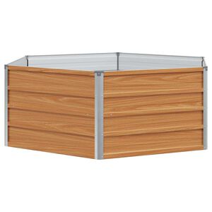 vidaXL Jardin sur&eacute;lev&eacute; Aspect bois 129 x 129 x 45 cm Acier galvanis&eacute;