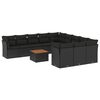 vidaXL Salon de jardin 12 pcs avec coussins noir r&eacute;sine tress&eacute;e